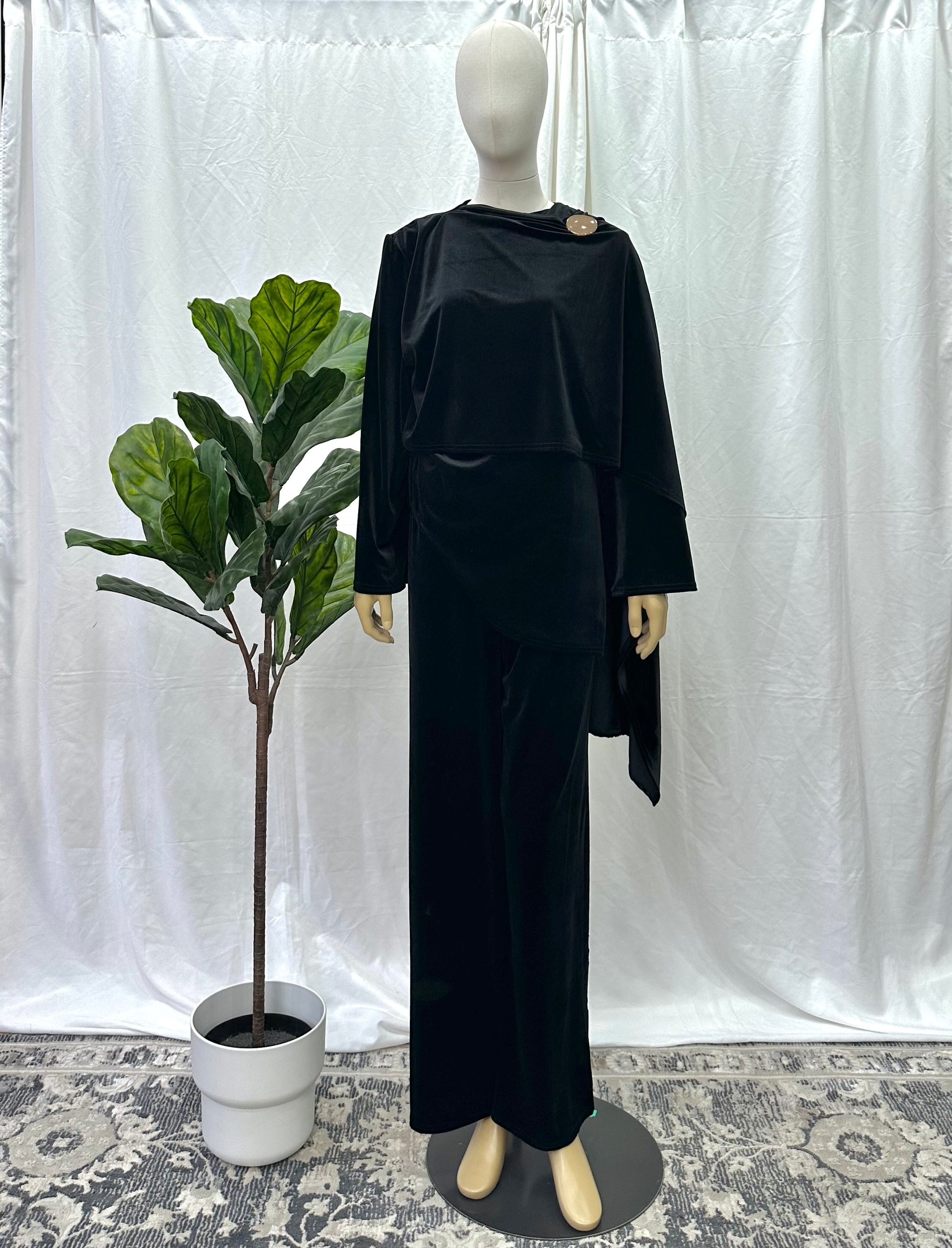 Velvet Coord with Scarf Attached - Faiza's Closet 