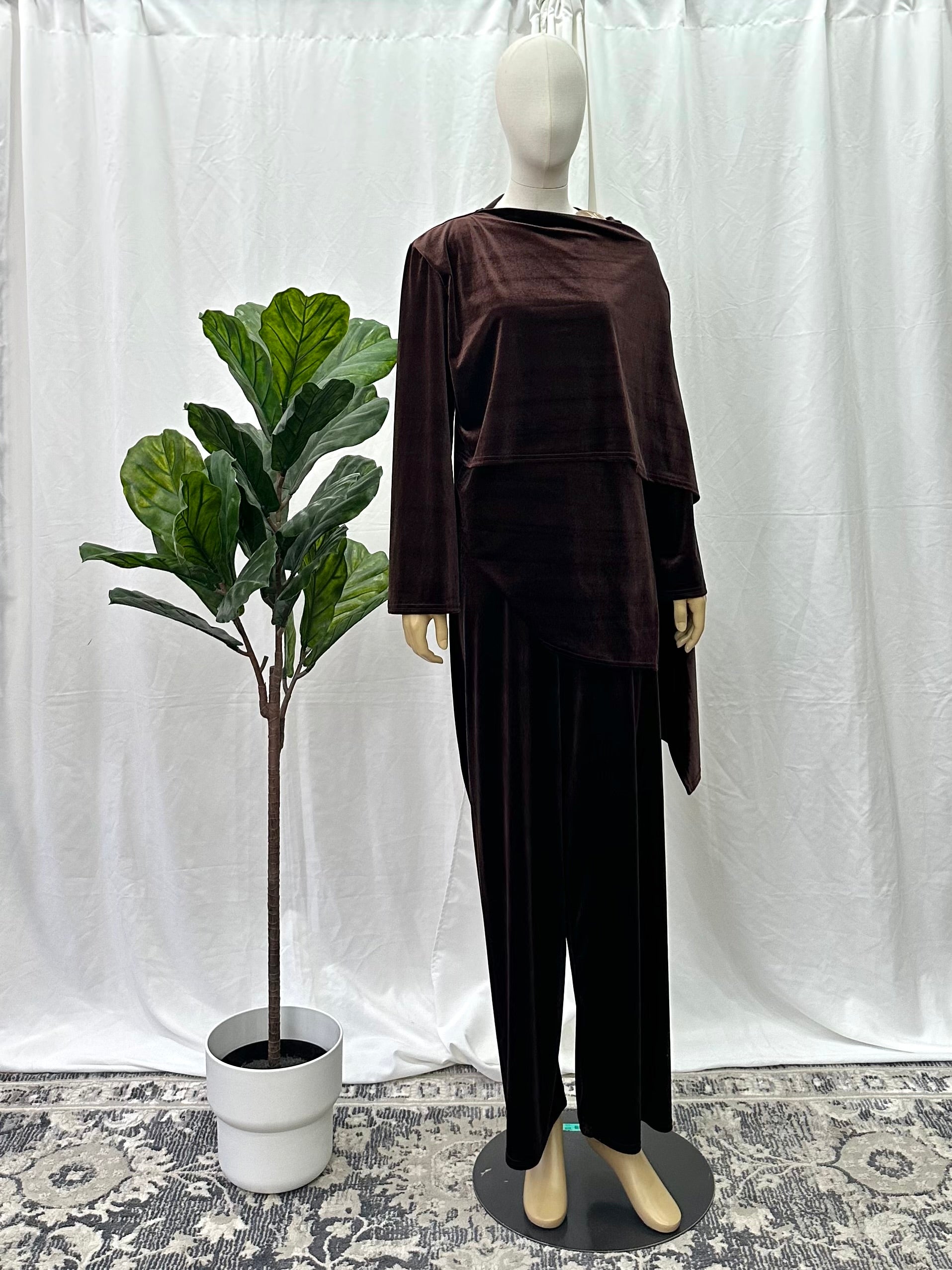 Velvet Coord with Scarf Attached - Faiza's Closet 