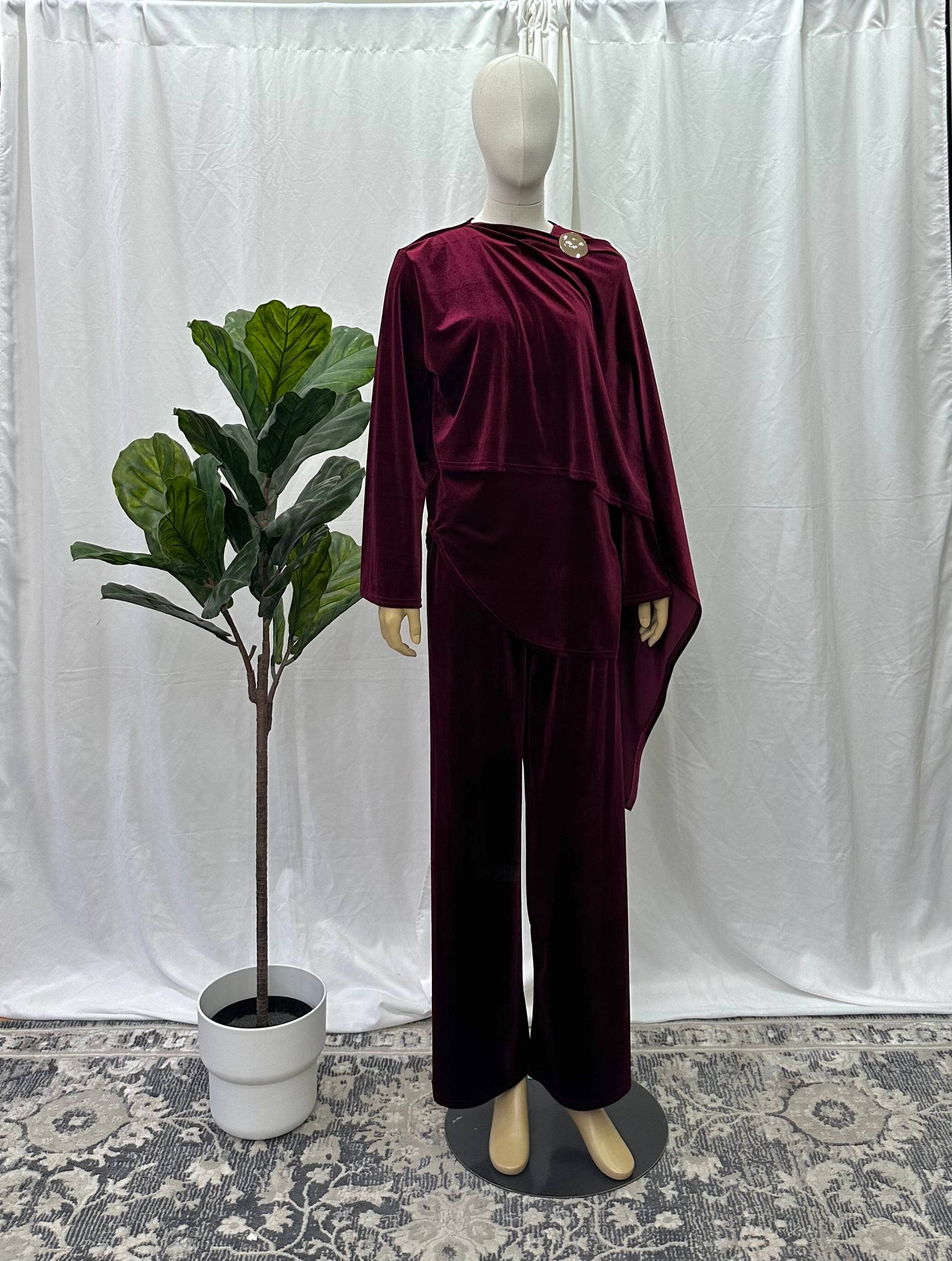 Velvet Coord with Scarf Attached - Faiza's Closet 