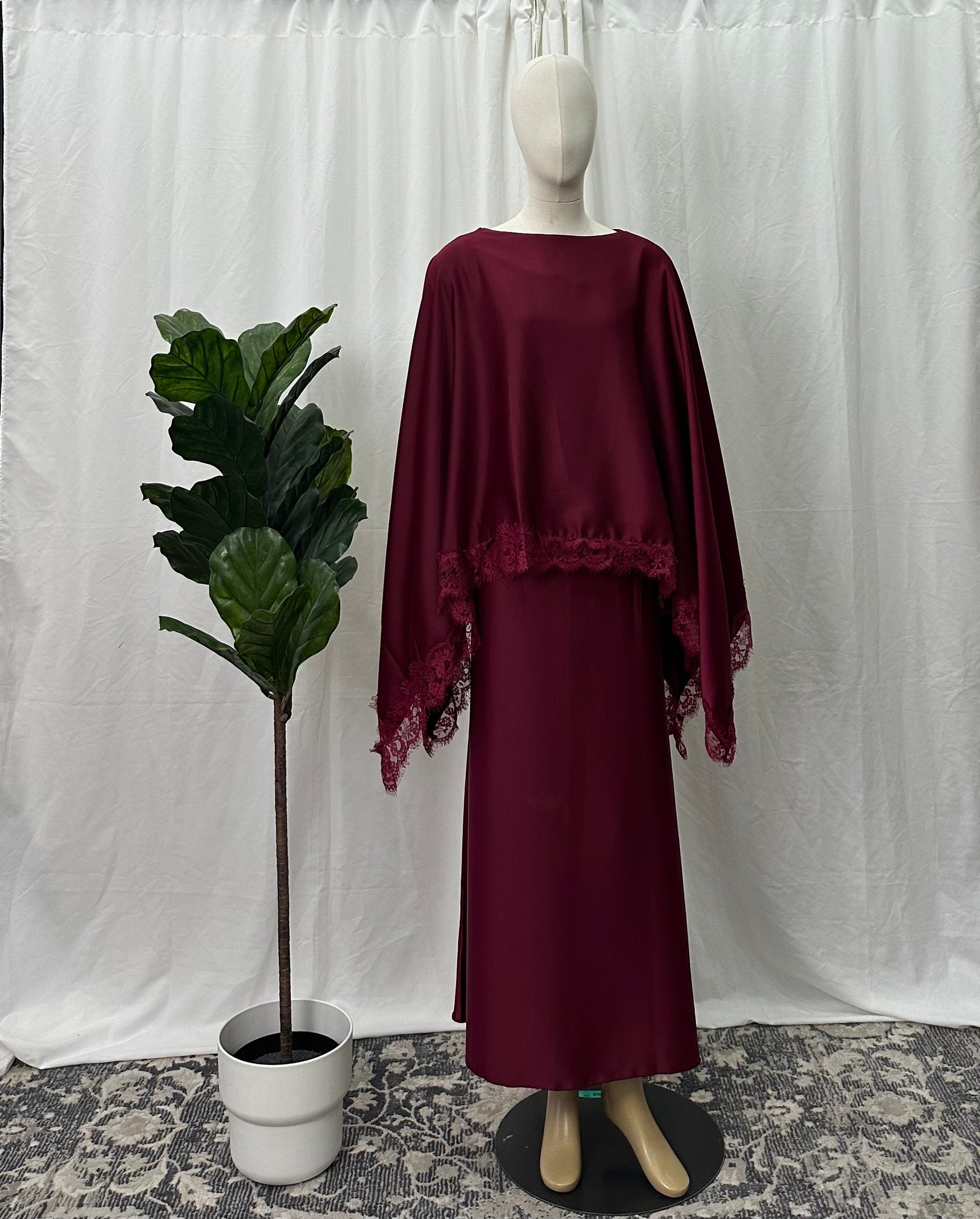 Lace Cape Dress - Faiza's Closet 