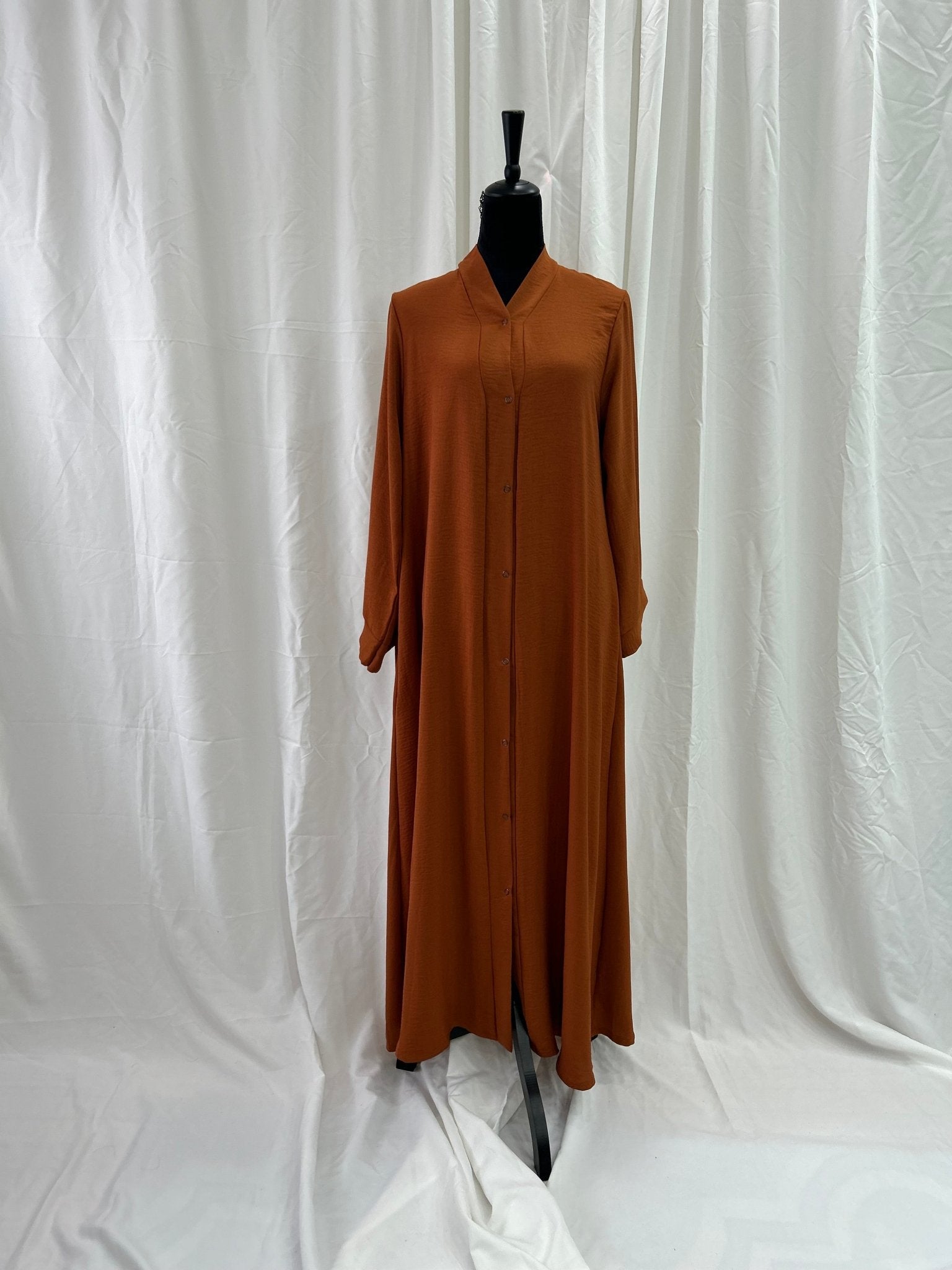 Orange Button down Abaya - Faiza's Closet 
